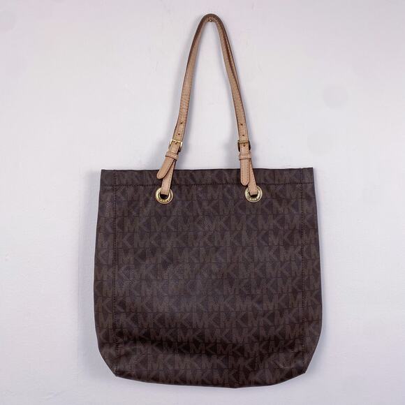 MICHAEL Michael Kors Signature Leather Jet Set Tote Brown Shoulder Bag - Picture 3 of 6